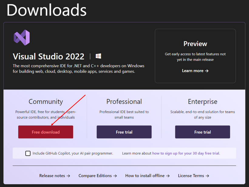 select_visual_studio_community