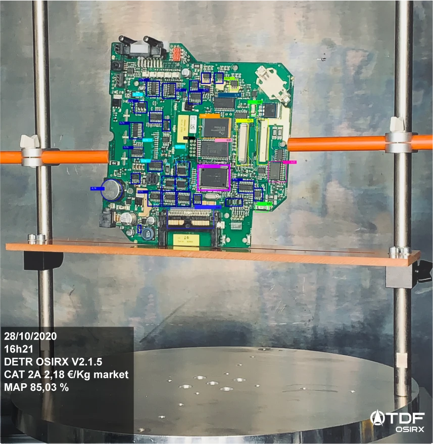 Circuit board photograph with identified components